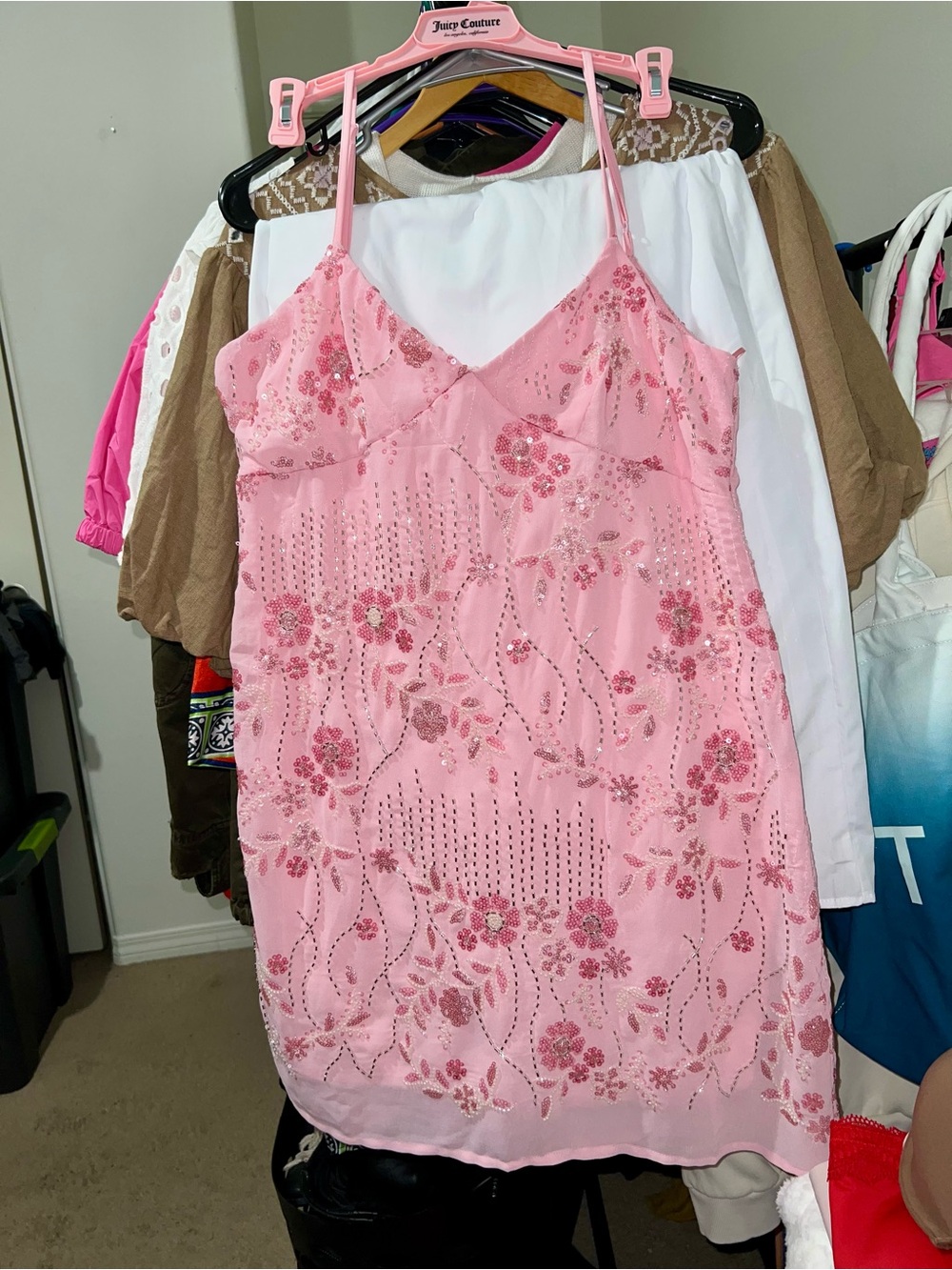 Thirty Thirty Pink Floral Sequin Slip Dress - Picture 8 of 15